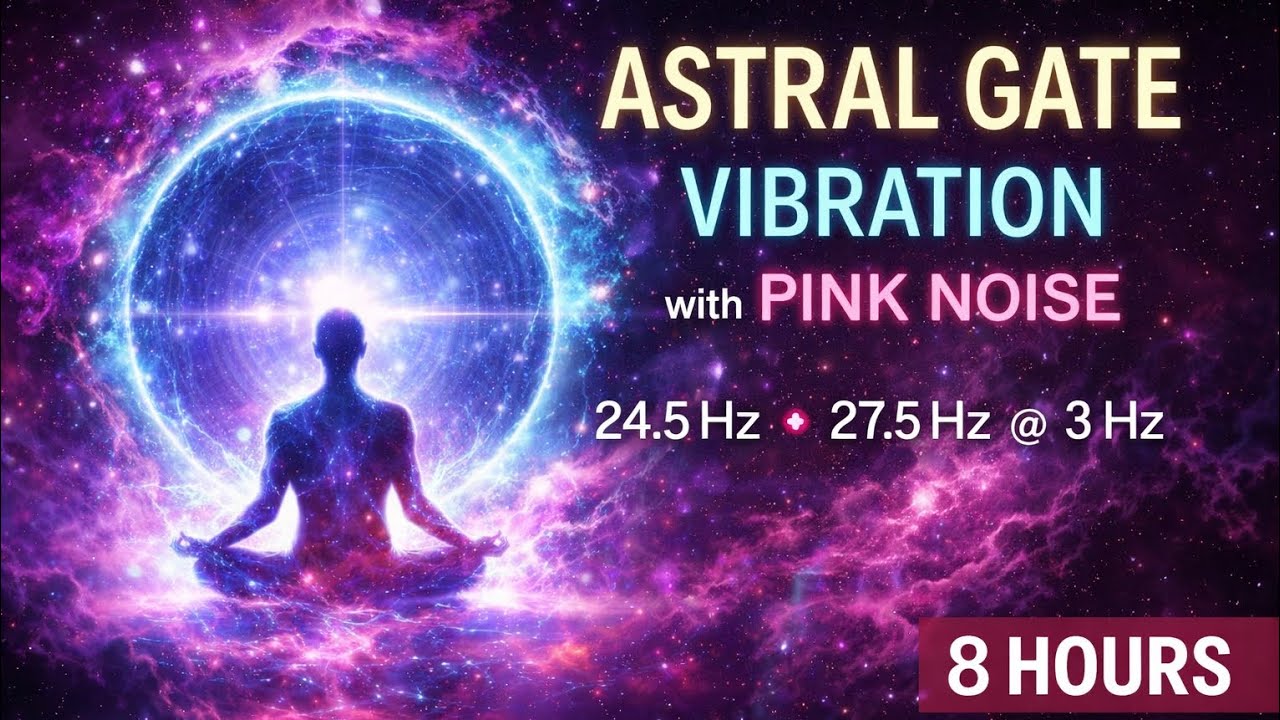 Astral Gate Vibration ● 3Hz Binaural Beat with Pink Noise ● 8 hours ● Deep Felt Sub-Bass