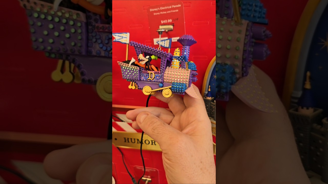 A Look at the New  2025 Hallmark DISNEY Electrical Light Parade Ornament. Goofy on the Engine.