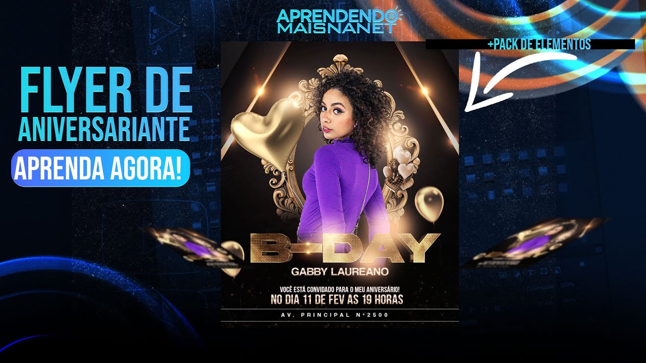 Como fazer flyer de aniversário no photoshop ( + Pack de elementos grátis)