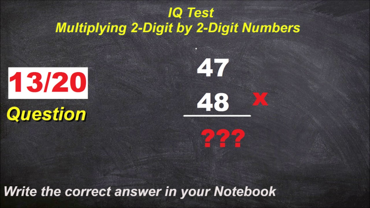 Numbers Multiplication Challenge - Hard Level 20 Questions - IQ Test