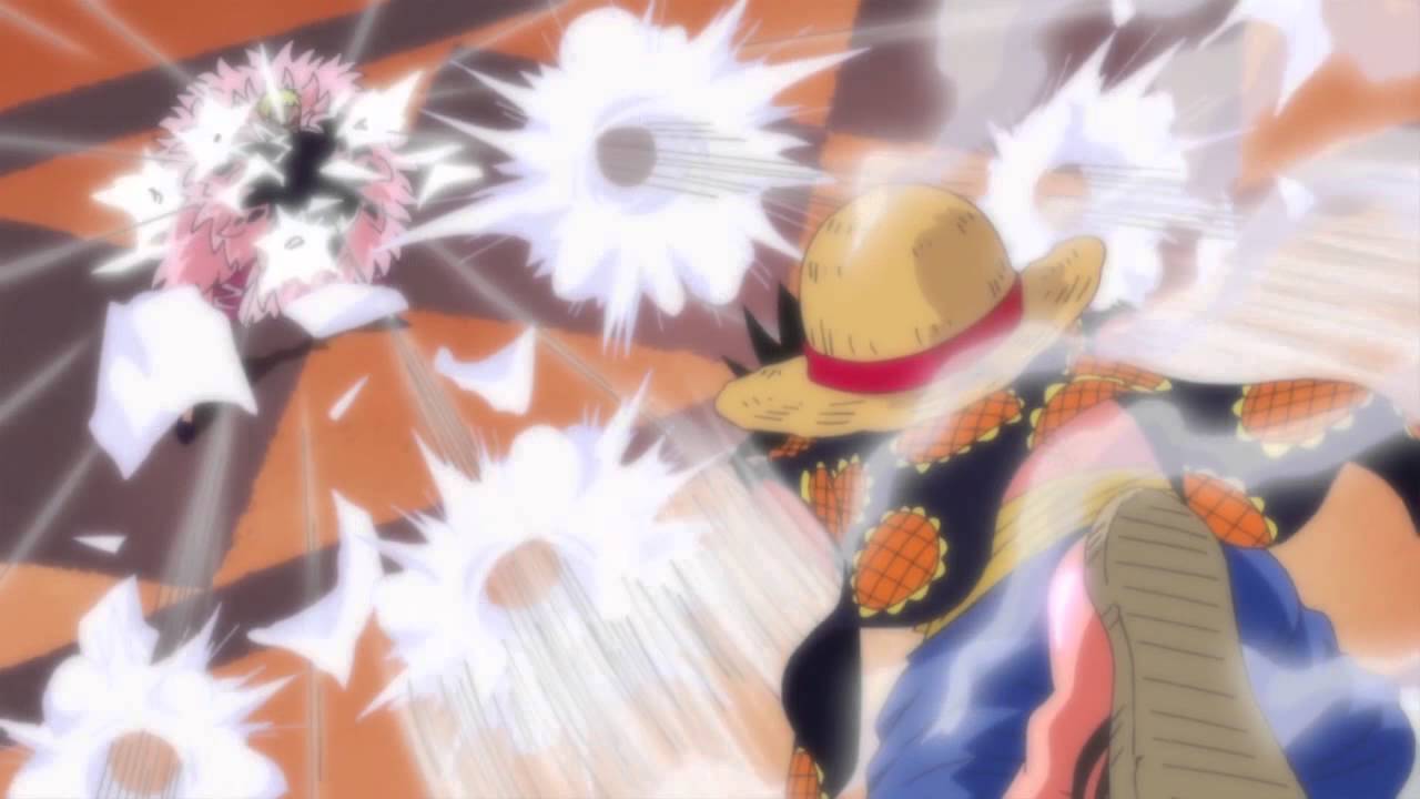 Luffy and Kyros VS Doflamingo - Jet Gatling