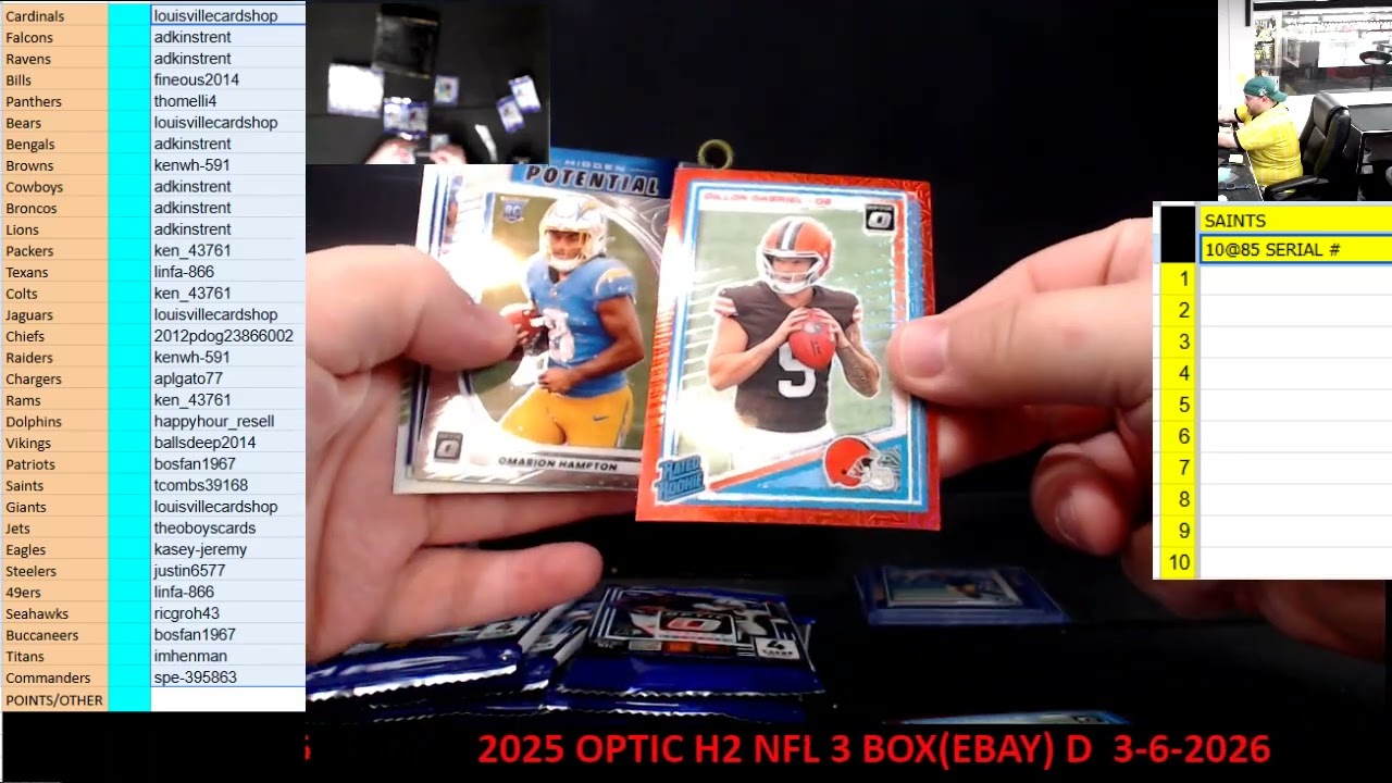 CAJUNBREAKER 2025 OPTIC H2 NFL 3 BOX(EBAY) D  3-6-2026