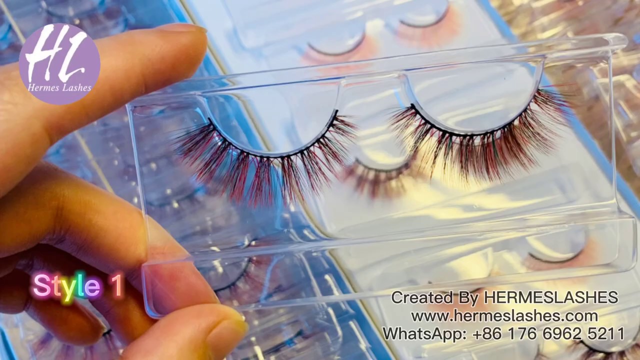 Colored 3D Faux Mink Eyelashes, Colorful Eyelash Natural Length, 3D Vegan Color Lashes |Hermeslashes