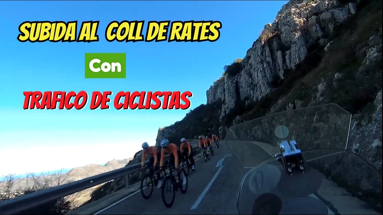 Coll de Rates en moto:Caravana de ciclistas sin fin
