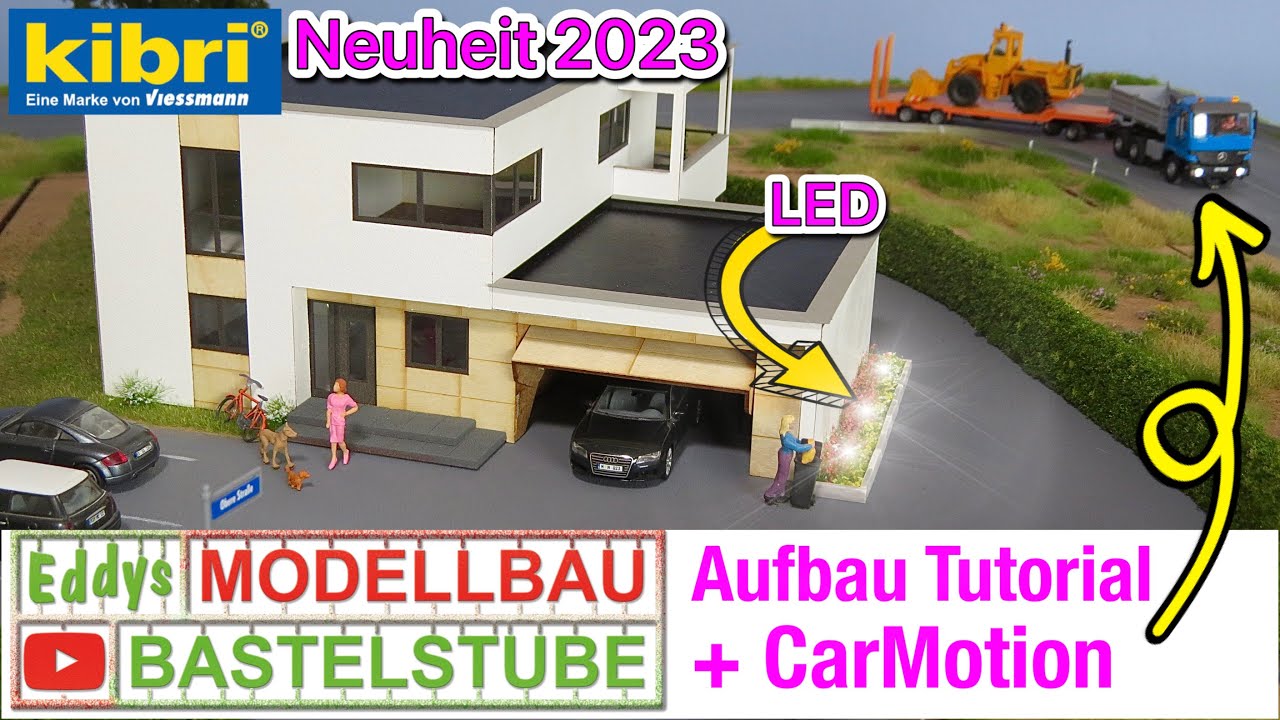 H0 Kibri Neuheit 2023, Kubushaus Anna + CarMotion Viessmann und Beleuchtung