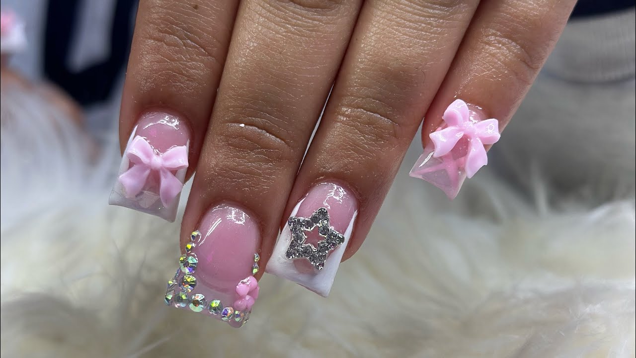 WATCH ME WORK |SHORT ACRYLIC NAILS| NAIL CHARMS| DUCK NAILS