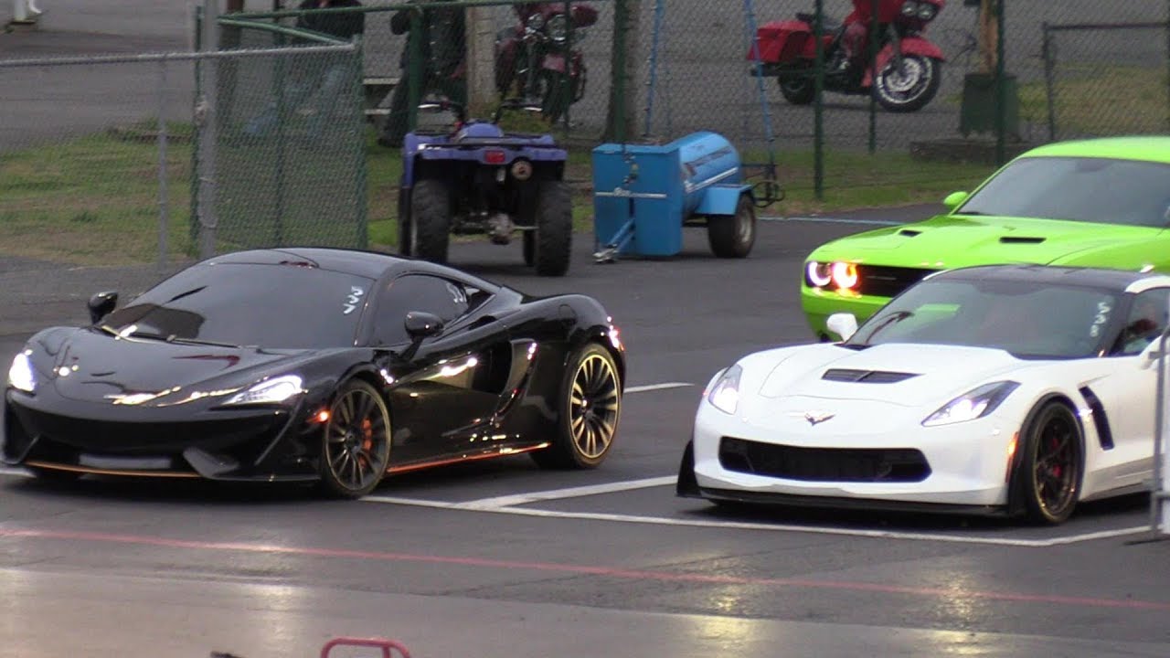 McLaren 570S vs Z06 Corvette - 1/4 mile drag race