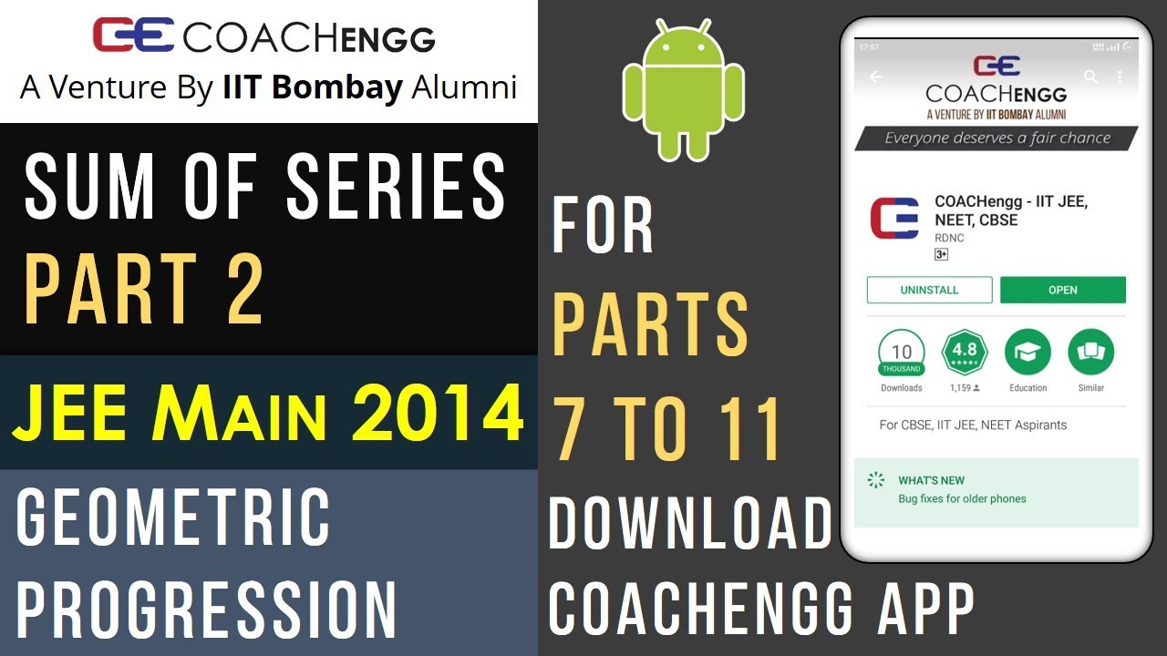 2. SUM OF SERIES IIT JEE Concepts Part 2 &ndash; JEE Main 2014 &ndash; Sum of Terms of Geometric Progression