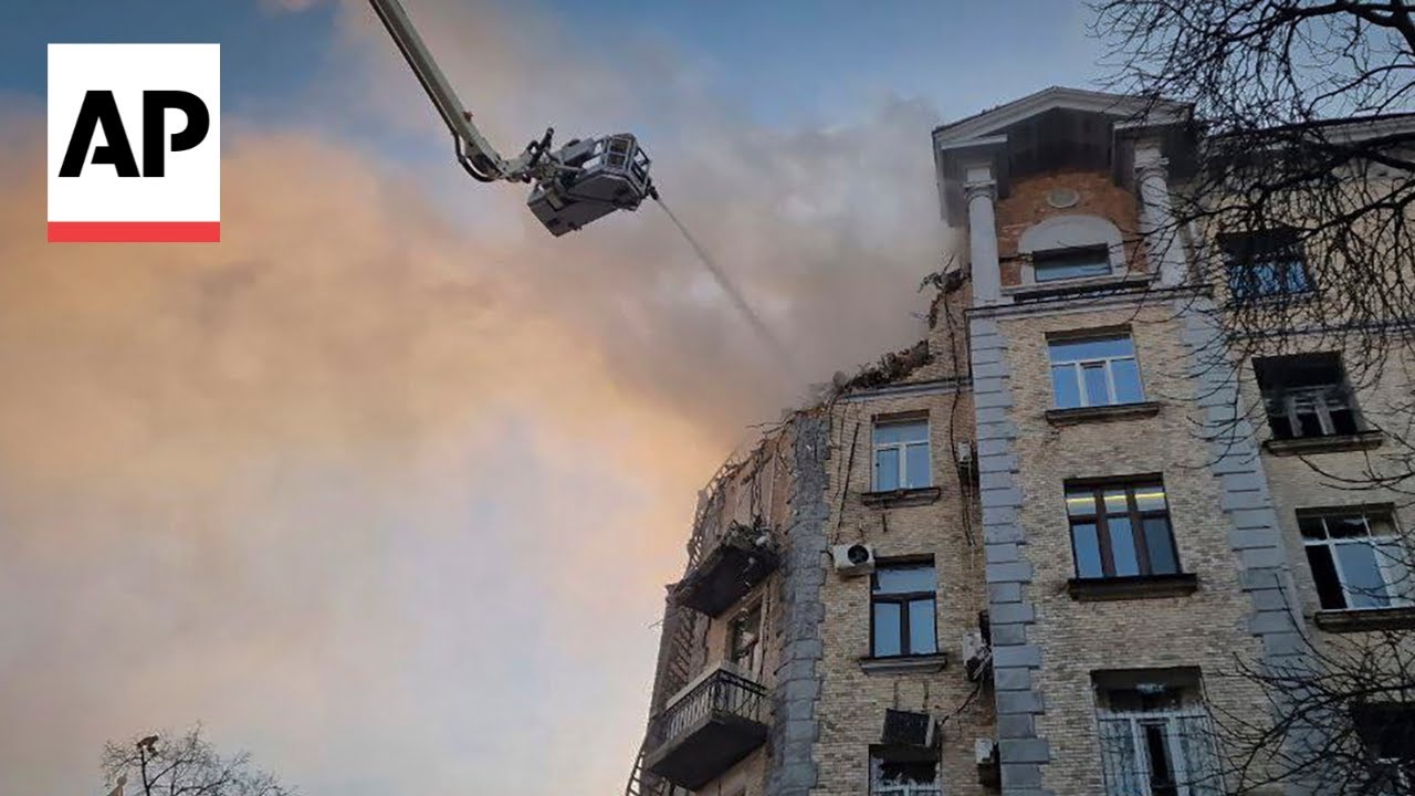 Aftermath in Kyiv where authorities reported Russian strikes the day before