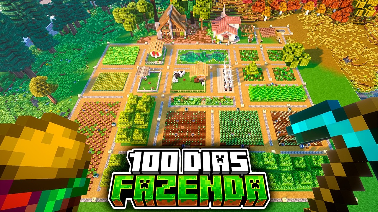 Sobrevivi 100 dias como FAZENDEIRO EM DUPLA no Minecraft - O FILME @helliiot