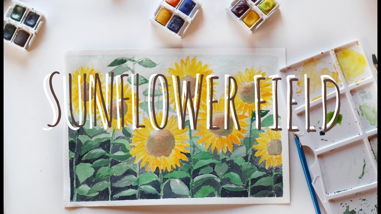 basit suluboya ayçiçeği çizimi | easy watercolor sunflower tutorial