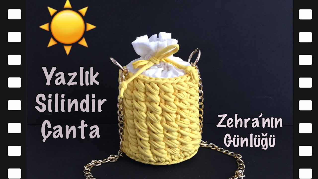 Penye İpten Yazlık Silindir Çanta Yapımı - Penye İpten En Şık Çanta Modelleri - Yuvarlak Çanta