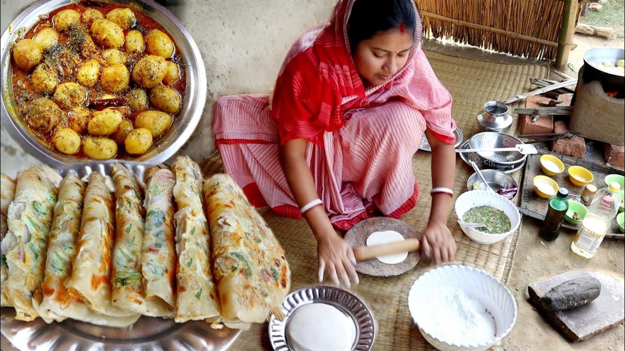ডিম পরোটা আর আলুরদম কোষা রেসিপি!!সকালের ব্রেকফাস্ট কিংবা রাত্রের ডিনার পুরো জমে যাবে||Egg Parata Rec
