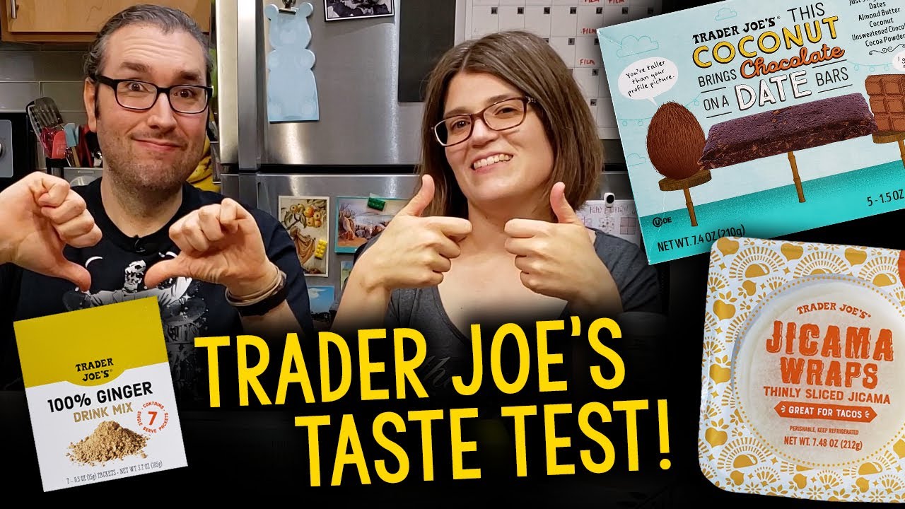 Trader Joe's Taste Test: Jicama Wraps, Coconut Chocolate Date Bars, Ginger Drink Mix + Bonus Items!