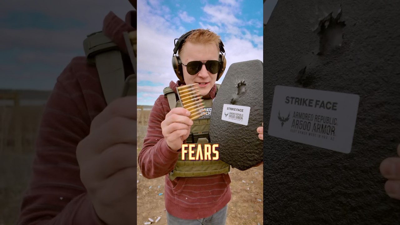 Green Tip M855 (5.56) VS Steel Body Armor (Spalling Test) #civtac #gun #fullautofriday