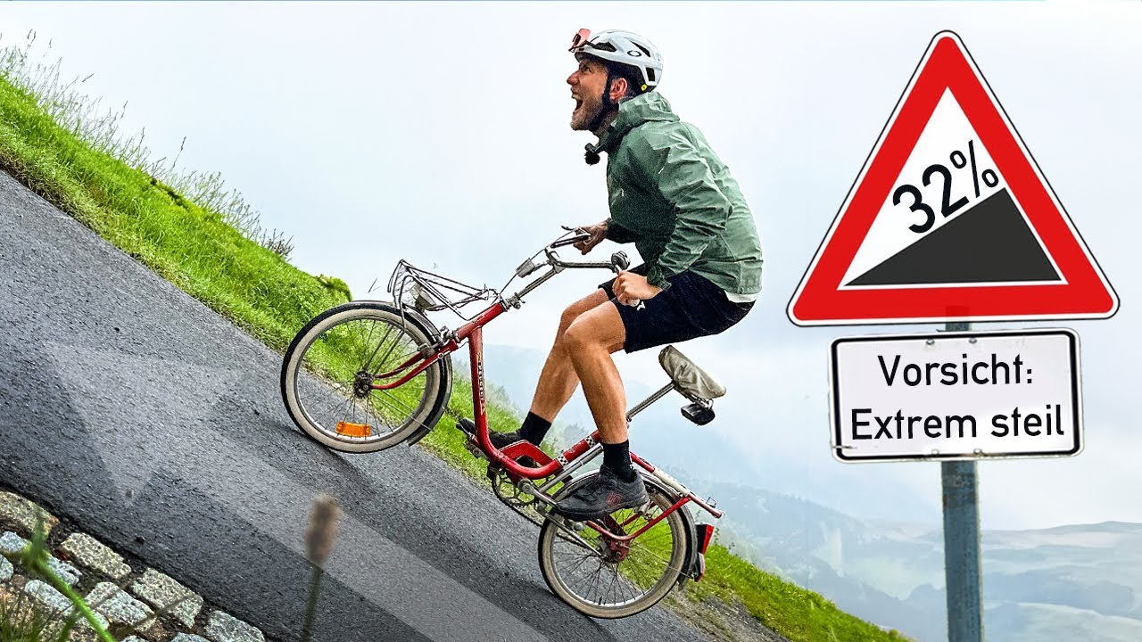 Steilste Stra&szlig;e Deutschlands auf dem Klapprad &mdash; wie weit geht es? (32% Steigung)