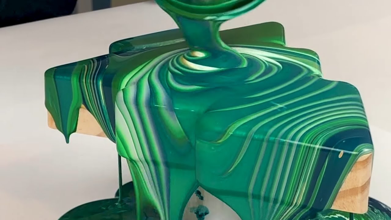 Acrylic Pour on a WOOD Christmas Tree Cutout - How to Spend Less Time on Awesome Holiday Decor