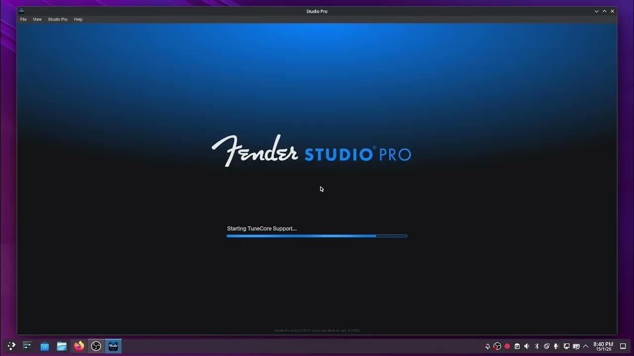 Fender Studio Pro 8 on KDE Neon/Plasma running on a 10 year old laptop
