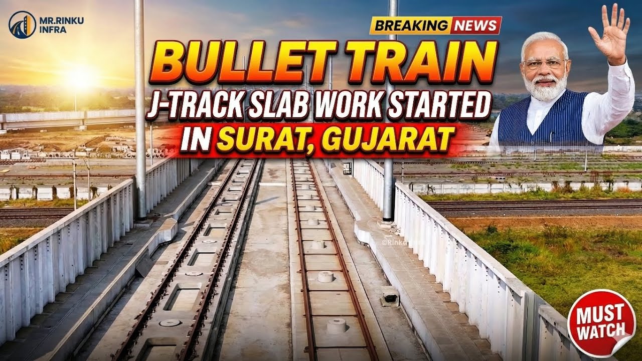 Bullet Train Ka j-Track Slab Work | Mumbai Ahmedabad bullet train Surat Gujarat 