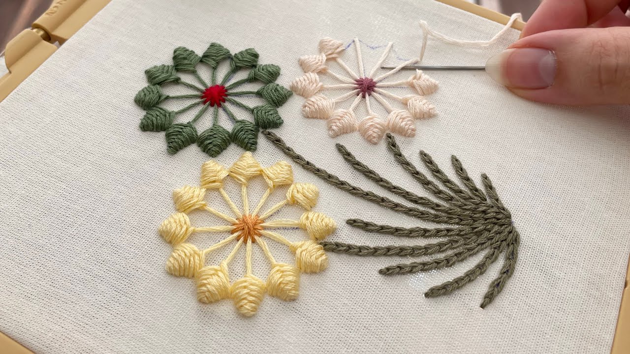 Wonderful Raised Herringbone Stitch Flowers Embroidery For Beginners Step By Step Guide