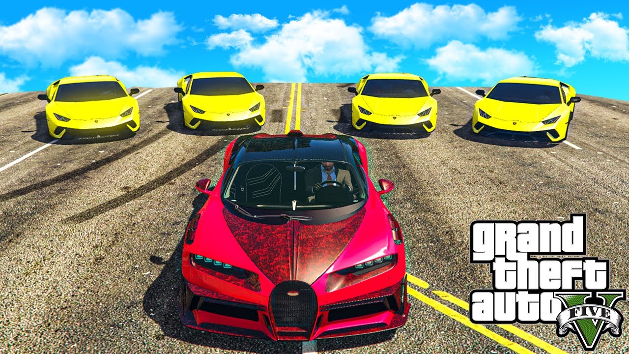 1 BUGATTI vs 5 LAMBOS in GTA um 500 EURO! mit Standart Skill und Syou