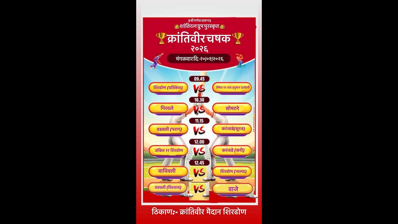 क्रांतिवीर चषक २०२६ ।। शिरढोण - पनवेल