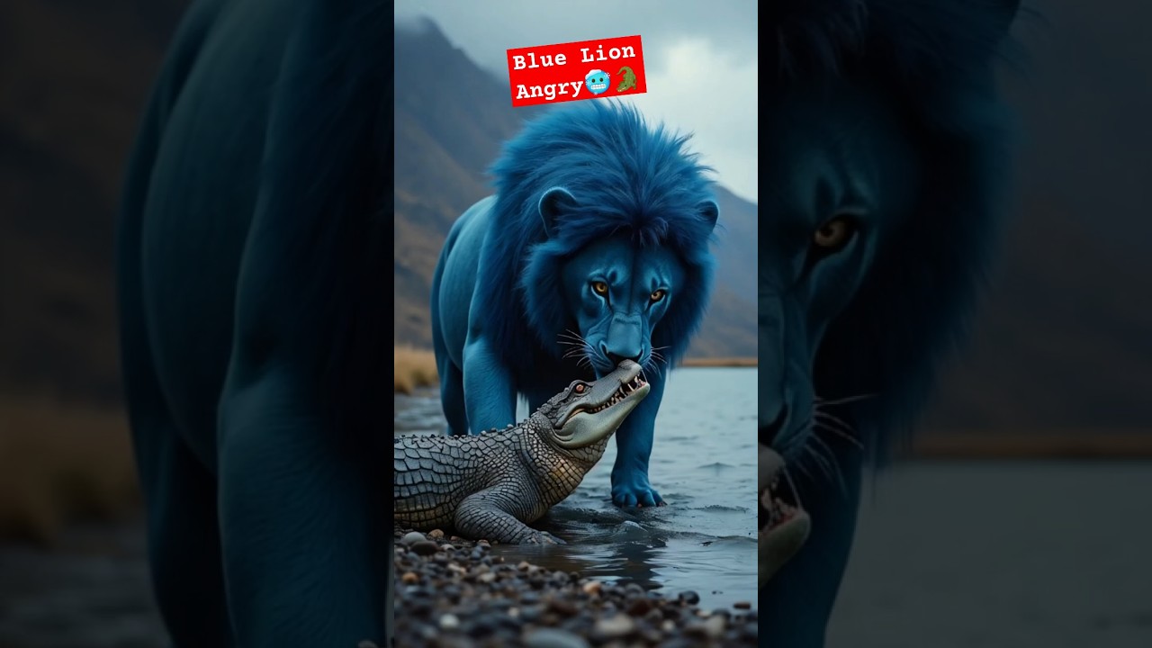 Blue Lion vs Monster Crocodile 🦁🐊 | Epic Jungle Showdown 🌴🔥 #shorts  #youtubeshorts #shortvideo