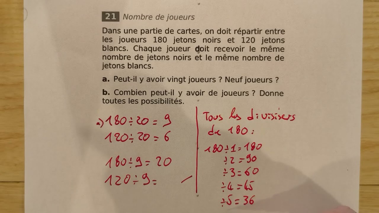 Exercice de recherche de diviseur commun