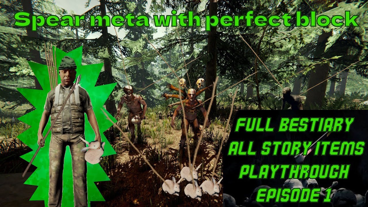 full bestiary and story items playthrough spear meta perfect block | episode 1 | the forest
