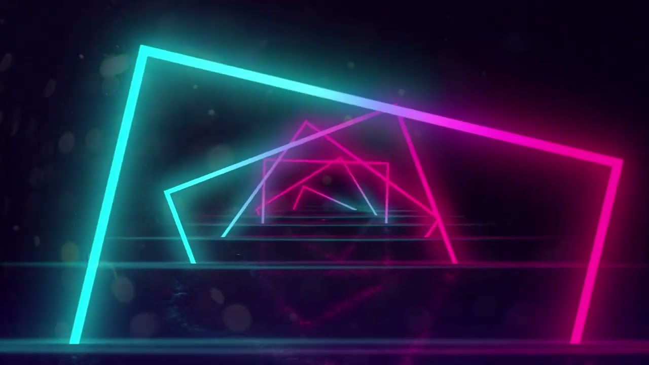 1-hour video background | neon square tunnel