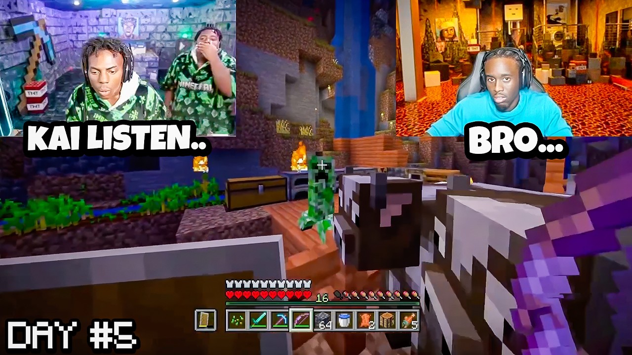 Funniest Speed & Kai Moments in HARDCORE Minecraft DAY 5
