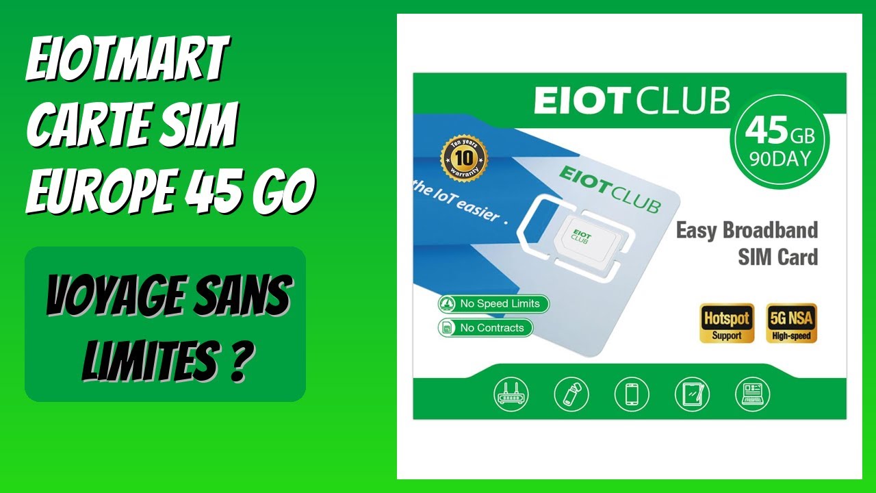 AVIS (2026) : EIOTMART Carte SIM Europe 45 Go. DÉTAILS