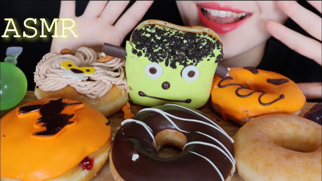 ASMR Krispy Kreme 🎃HALLOWEEN Donuts🍩, TIKTOK JELLY  EATING SOUNDS MUKBANG REAL SOUND