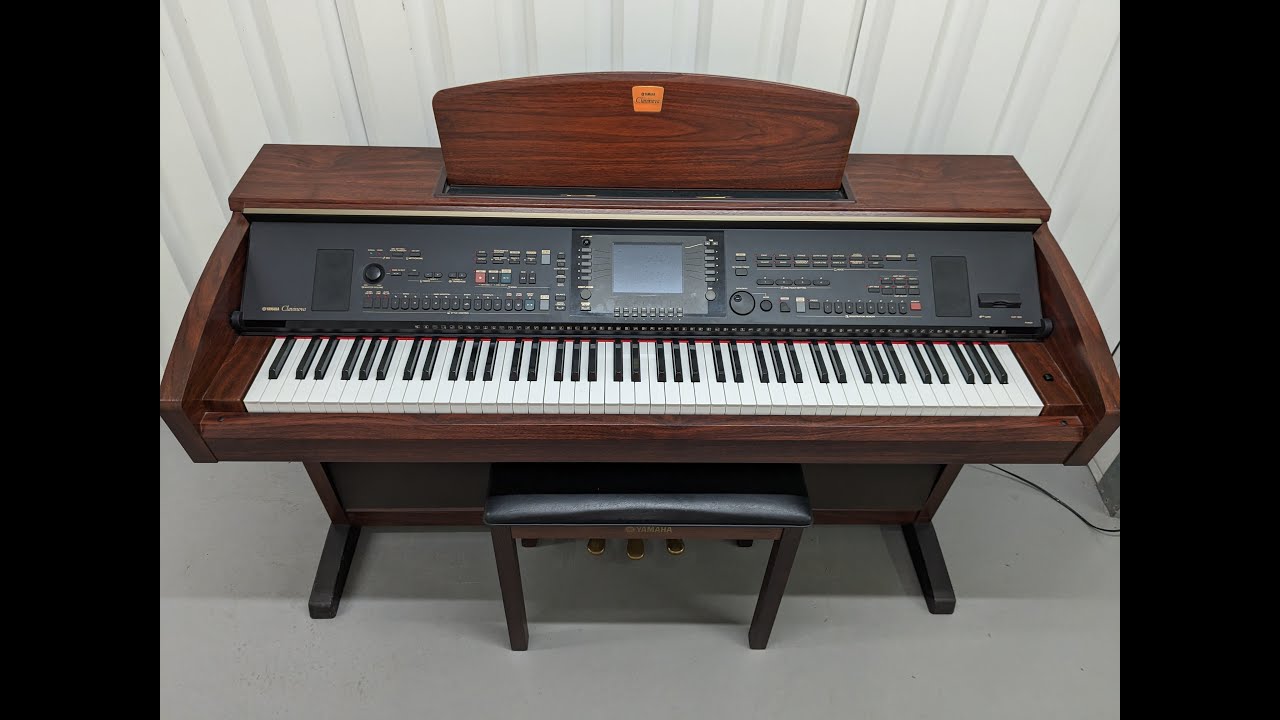 Yamaha Clavinova CVP-305 digital piano arranger and stool in mahogany finish stock number 23477