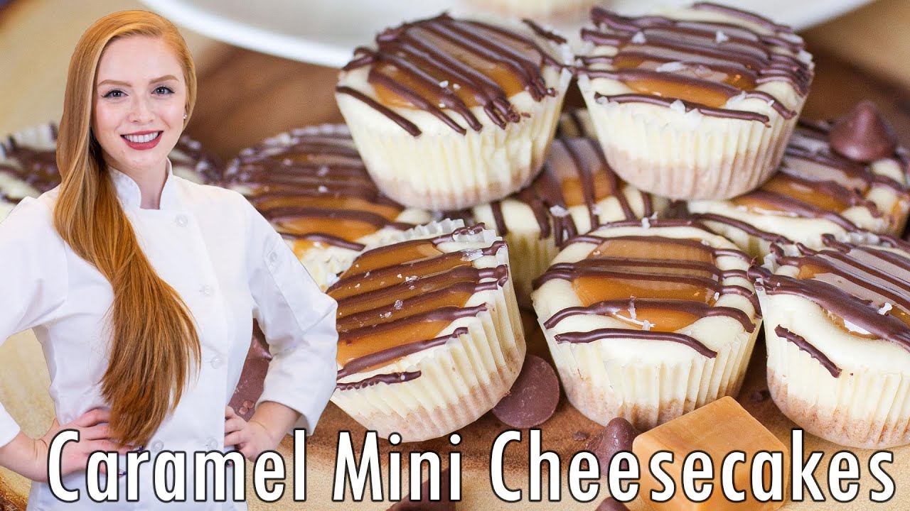 Salted Caramel Mini Cheesecakes | with Melted Caramel & Chocolate Drizzle!