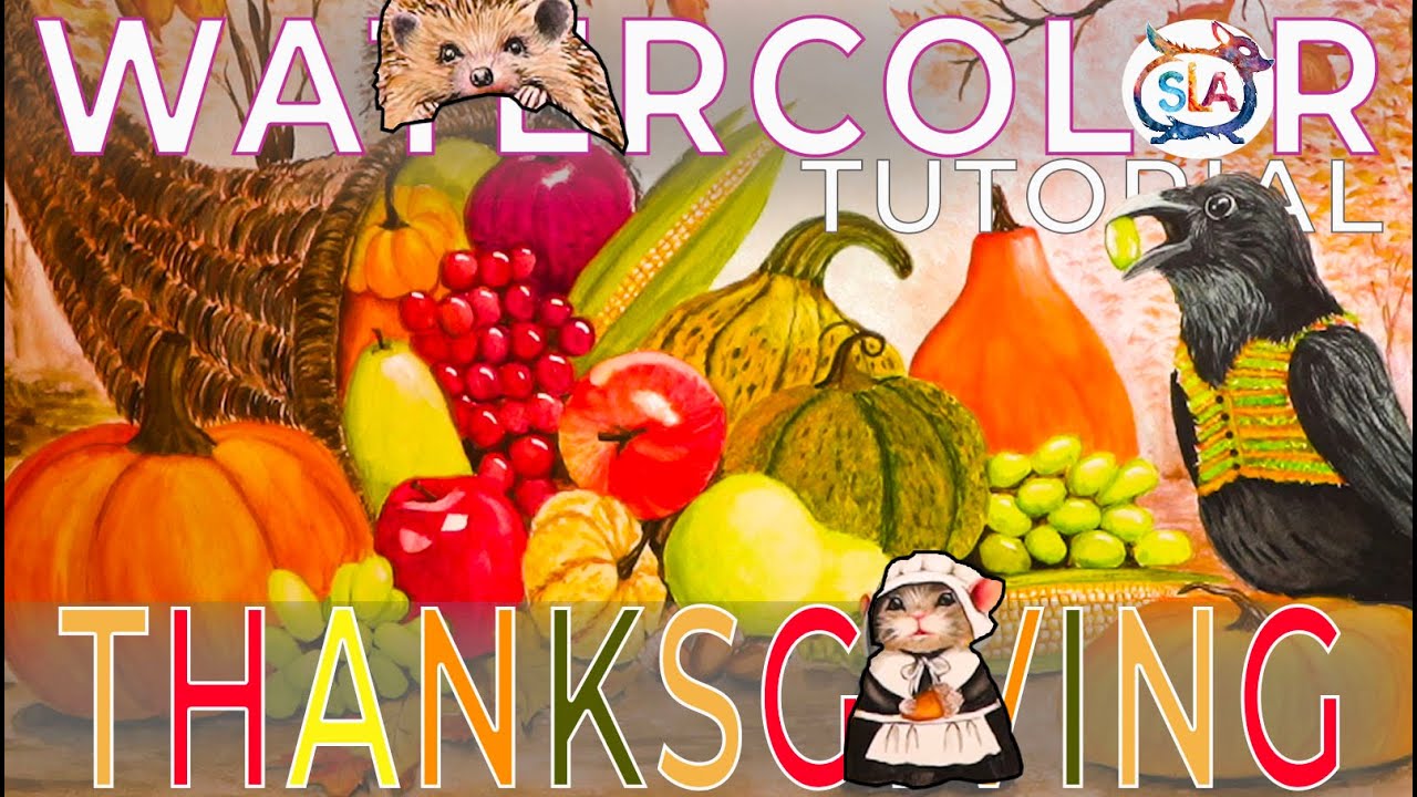 Painting a Thanksgiving Cornucopia in Watercolor 🦃  Cozy Autumn Timelapse