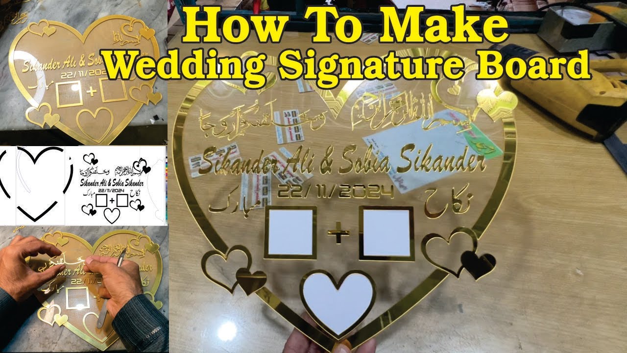 How To Make Wedding Signature Board  Customized Nikah Art // amjad decoration vlog