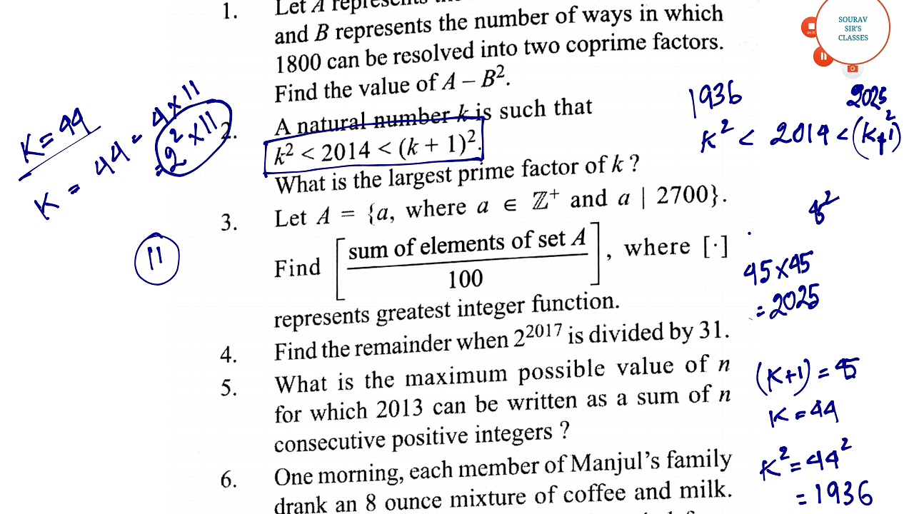Questions of Number Theory Solved for Pre-Rmo (Math Olympiad) Answer with Explanation in a new way