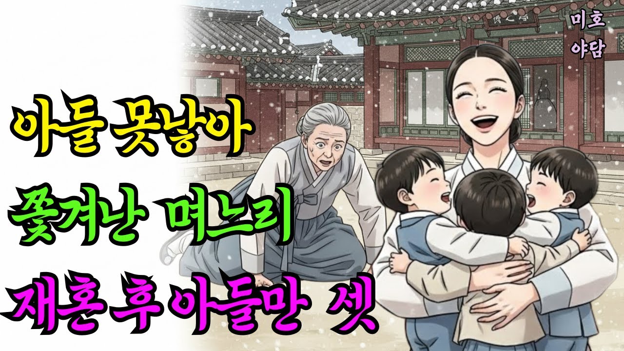 아들 못 낳아 쫓겨난 며느리 재혼 후 아들만 셋  (야담/민담/전설/설화/옛이야기)