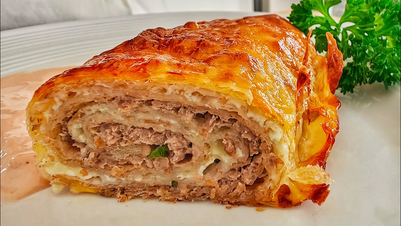 Cheesy Ground Beef Tortilla Roll | Easy Cozy Oven Dinner