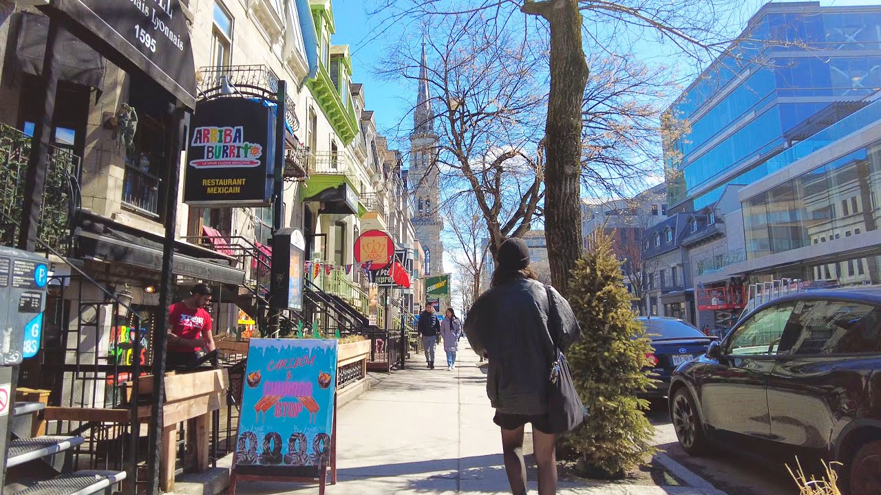 [4K] Walk in Downtown Montreal (Saint-Denis St, Sainte-Catherine St)