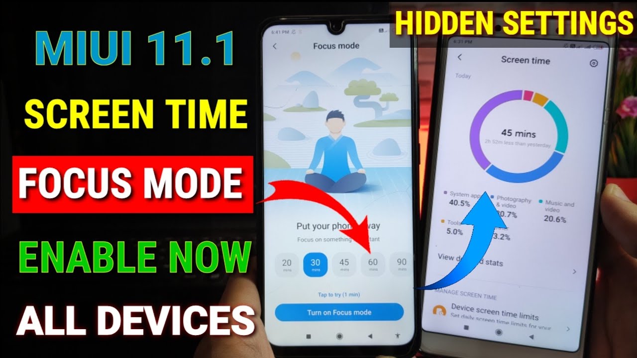 Enable Miui 11.1 Screen time & Focus mode feature in any Xiaomi device | How to use focus mode