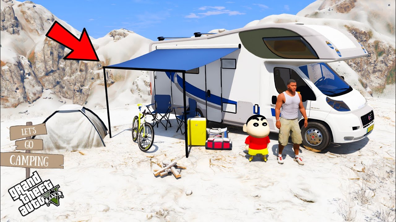 Franklin And Shinchan Trying To Camping World Most Coldest Place From Camping Van In GTA V