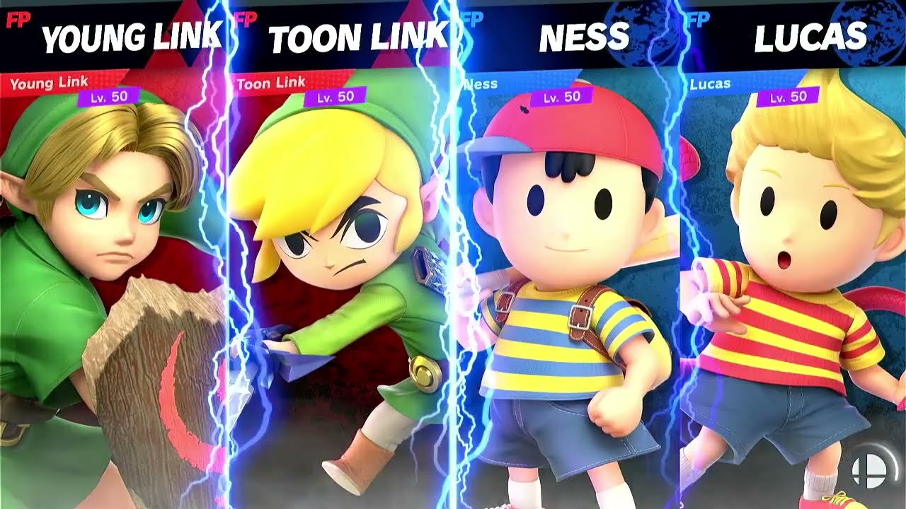 Super Smash Bros Ultimate Amiibo Fights Request Young Link & Toon Link vs Ness & Lucas