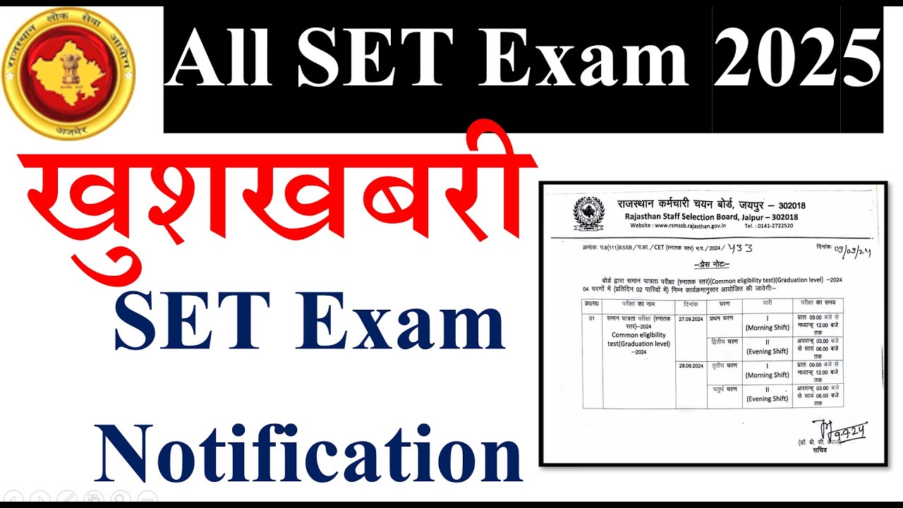 Rajasthan SET Exam 2025 Complete Guide: Notification, Syllabus, Exam Pattern | raj set exam 2025