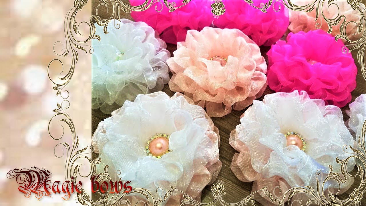 Lush organza bows. DIY bows./Вот такие симпатичные пышечки получились из органзы.
