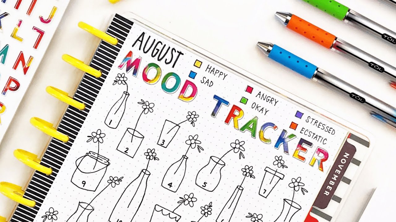 How to Create a Bullet Journal Mood Tracker! // Doodling in my Classic Happy Planner