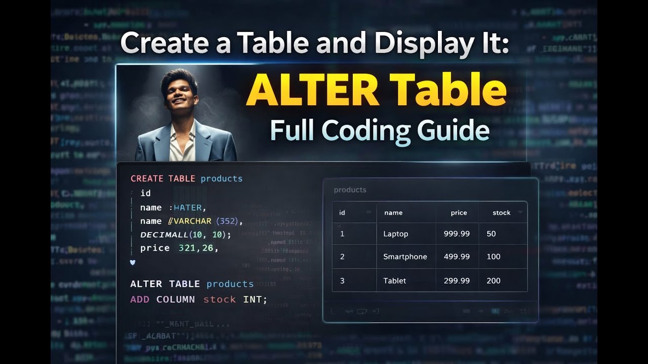 Creation of tables and Display it | Alter table in Sql....