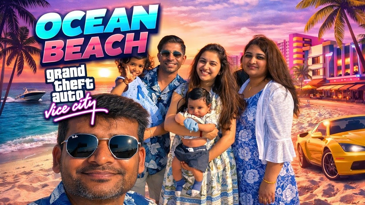 Miami Trip Day 2 — Miami Beach Day to Night — GTA Vice City Feel Vlog 🎮🌴