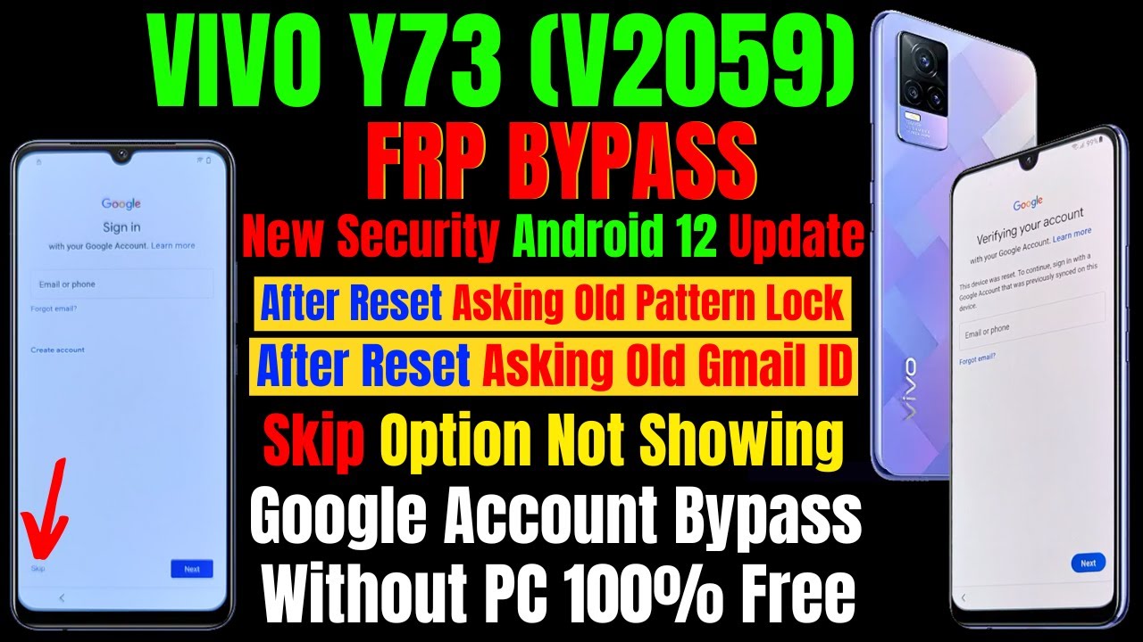 VIVO Y73 (v2059) Frp Bypass Android 12 Update || After Hard Reset Asking Old Pattern Lock Solution